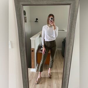 Classic High-Rise Olive Green Ankle Pants - Women's